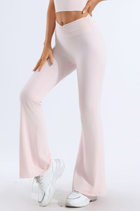 Women's Pleated Waist High-Stretch Yoga Flared Pants