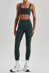 Women's Wide Strap U-neck Bra & High Waist Yoga Leggings Set