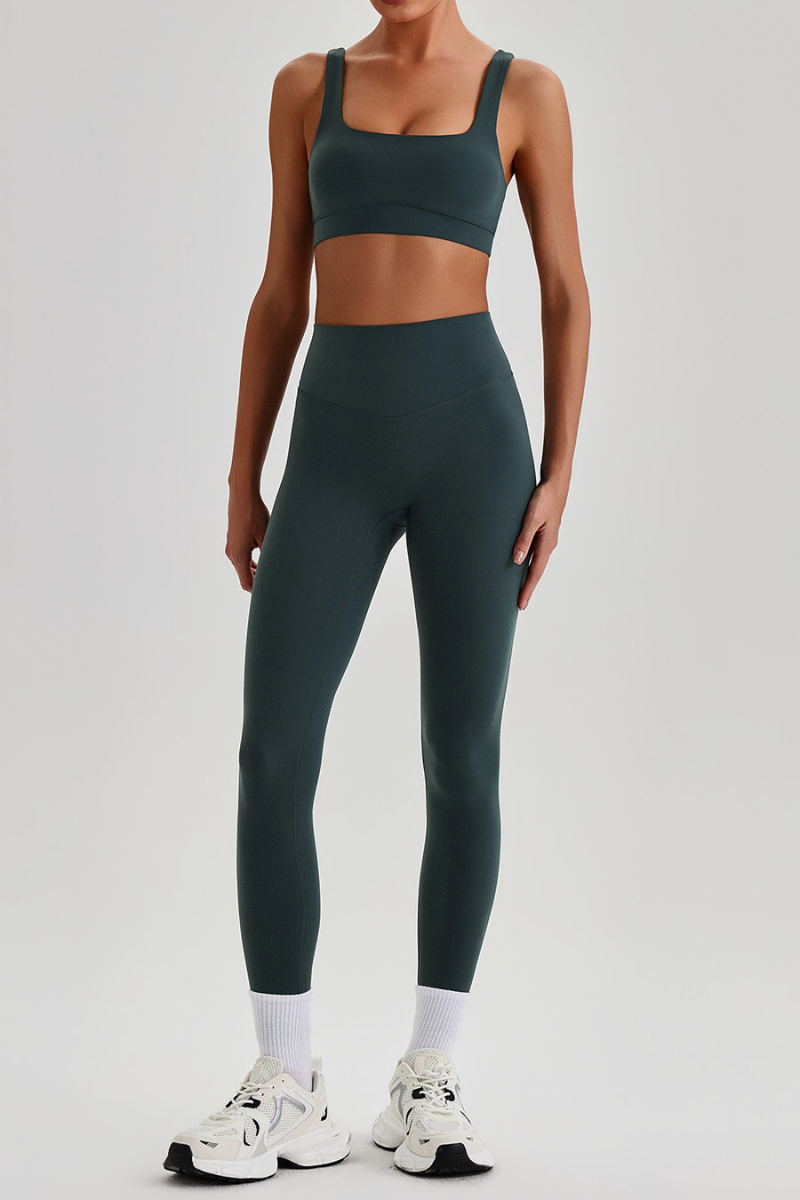 Women's Wide Strap U-neck Bra & High Waist Yoga Leggings Set
