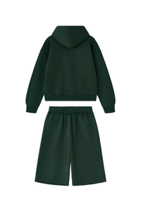 Men's 100% Cotton Loungewear Sets:Hooded Jacket &Mid Shorts
