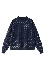 Unisex Fall Cozy Fleece Polka Dot Mockneck Sweatshirt
