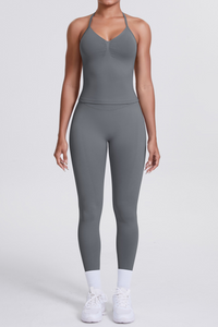 High-Waist Seamless Yoga Set - Halter Neck, Quick-Dry Fitness Outfit