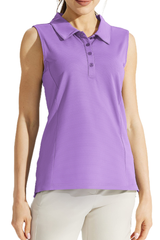 Women's Sleeveless Honeycomb Polo Golf Tennis Athletic Top