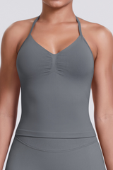 Knit Halter Sports Bra - Seamless Breathable Yoga & Workout Top