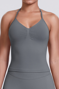 Knit Halter Sports Bra - Seamless Breathable Yoga & Workout Top