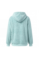 Women's Plush Long-Sleeve Drawstring Hoodie with Pet Pouch