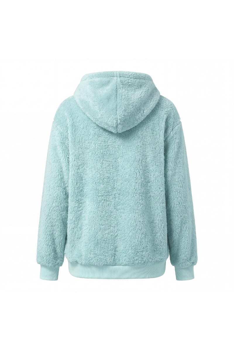 Women's Plush Long-Sleeve Drawstring Hoodie with Pet Pouch