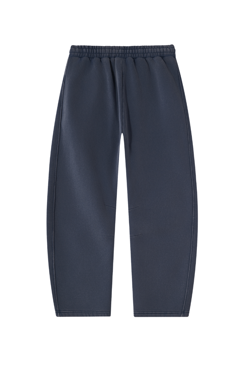 Unisex Fall Fleece Elastic Waist Curved Wide Leg Sweatpants
