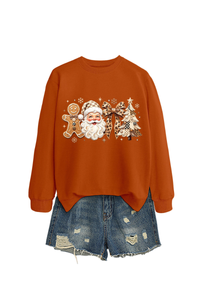 Women's Fall Christmas Santa Bow Printed Multicolor Pullover