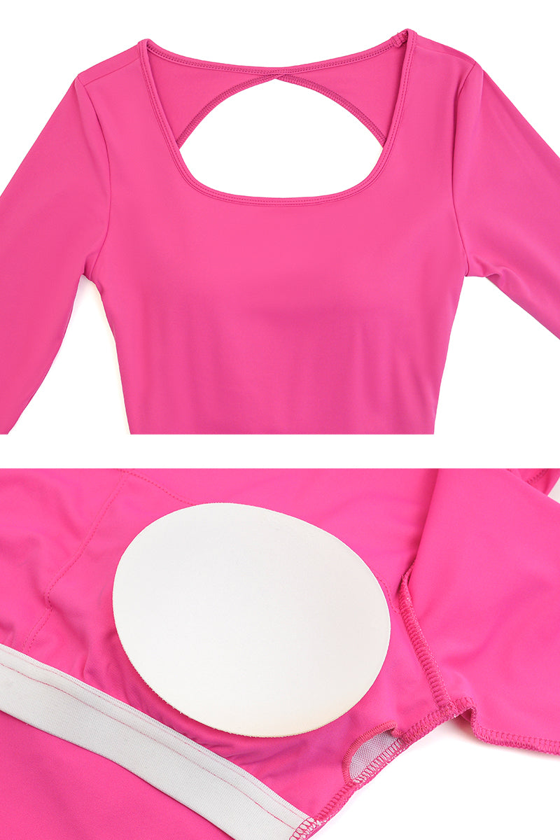 Women Back Twist Sport Crop Long Sleeve Shirt