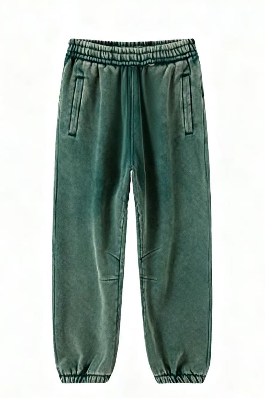 Men/Women Unisex Wax-Dye Washed Fleece Jogger Pants