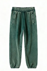 Men/Women Unisex Wax-Dye Washed Fleece Jogger Pants