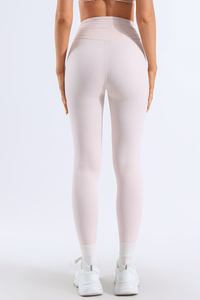 Women's Bare Feel Pleated V-Cross High-Stretch Yoga Leggings