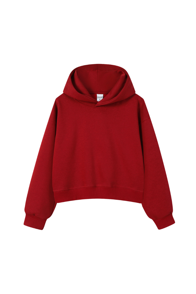 Women's Fall Cropped Relaxed Solid Sports Hoodie