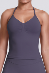 Knit Halter Sports Bra - Seamless Breathable Yoga & Workout Top