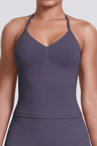 Knit Halter Sports Bra - Seamless Breathable Yoga & Workout Top