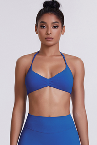 Women's Seamless Pleated Halterneck Sports Bra