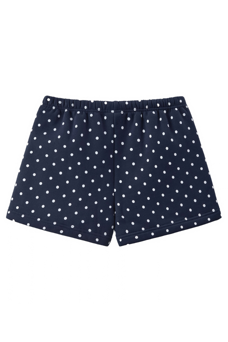 Unisex Fall Polka Dot Elastic Waist Drawstring Casual Shorts