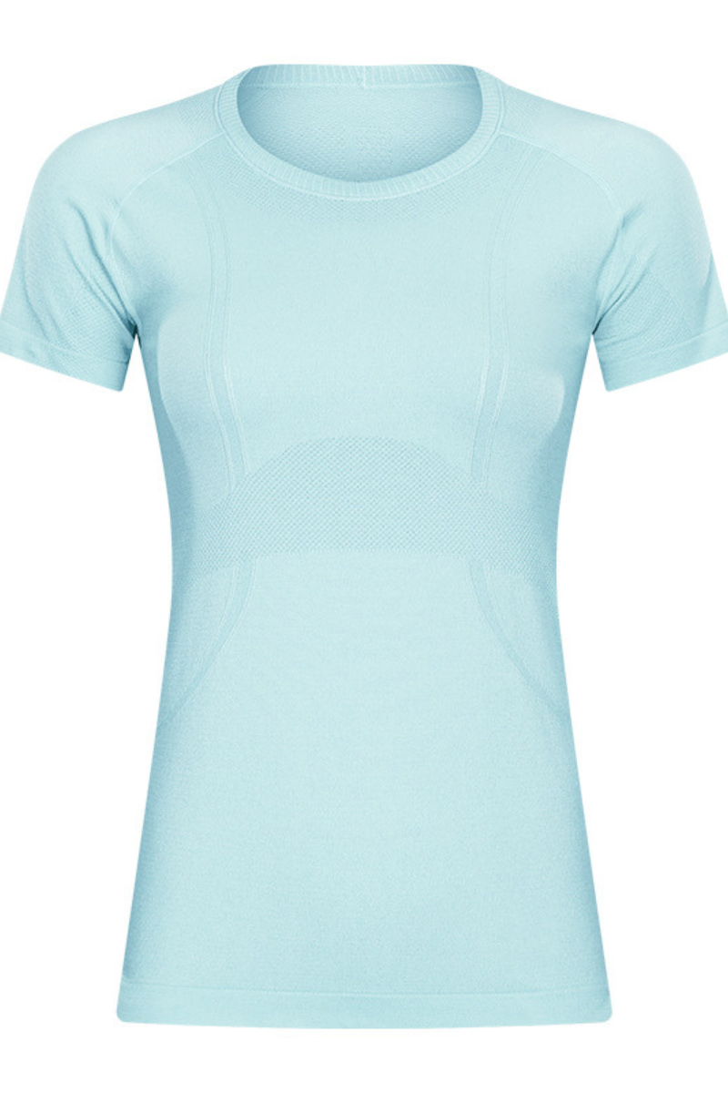 Women Seamless Round Neck Short Sleeve Sport T-Shirt