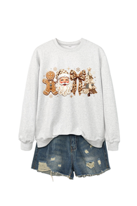 Women's Fall Christmas Santa Bow Printed Multicolor Pullover