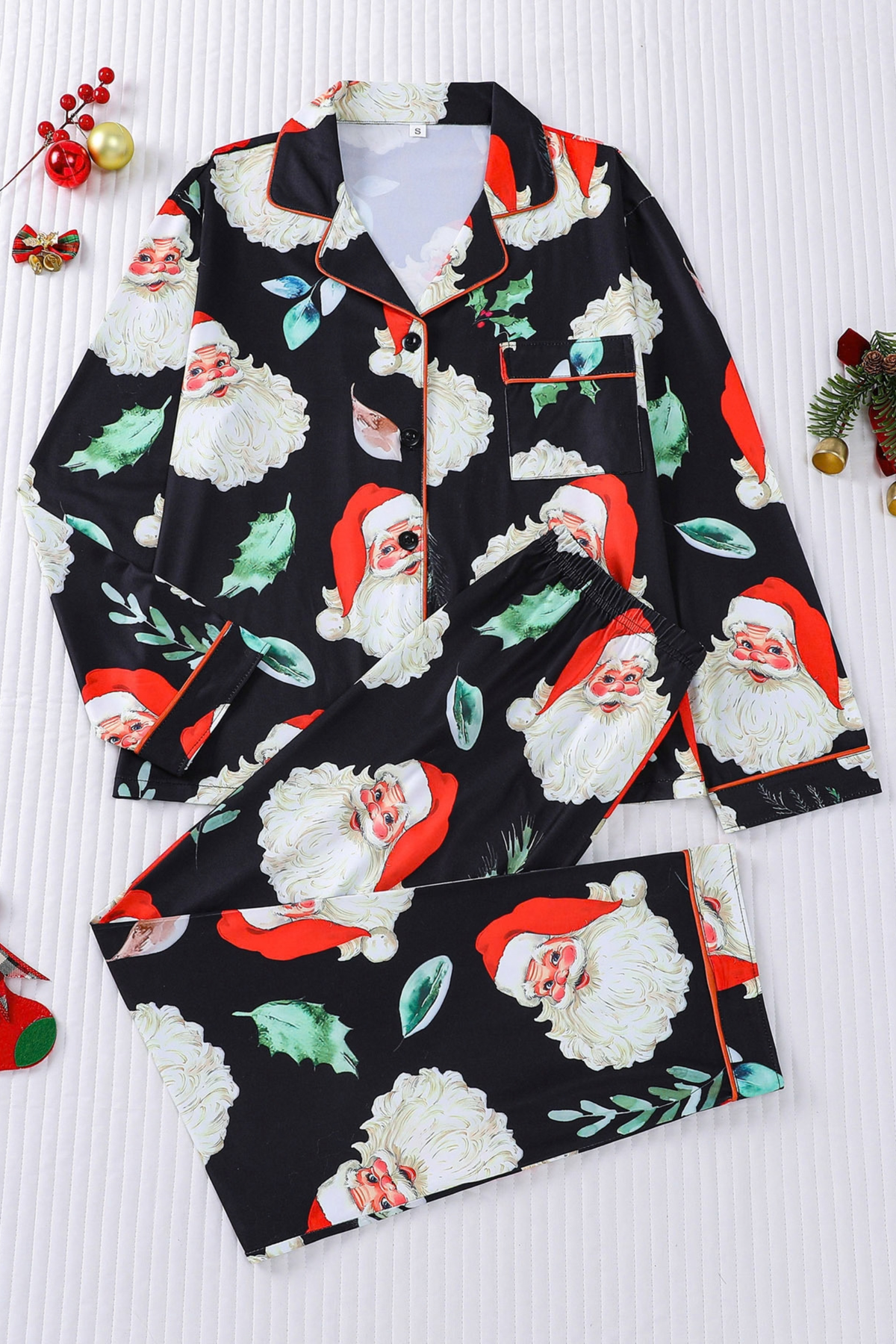 Women's Christmas Tree Printed Christmas Pajama Set