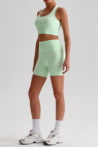 Women's Bare Feel Cross Back Bra &High Waist Shorts Yaga Set
