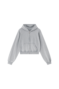 Unisex Fall Campus Cropped Zip Up Hooded Jacket