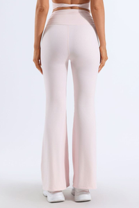 Women's Pleated Waist High-Stretch Yoga Flared Pants