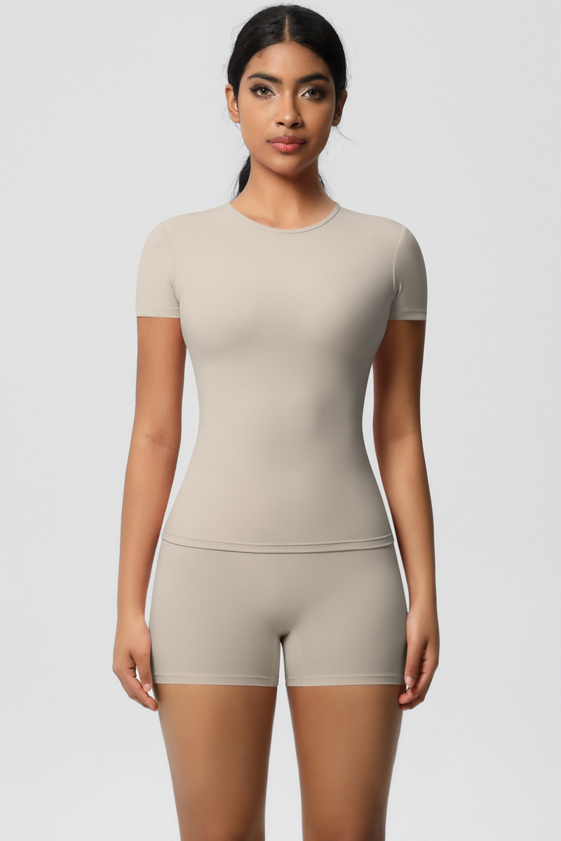 Women Yoga Set: Quick Dry Breathable Short Sleeve + Shorts