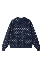 Unisex Fall Cozy Fleece Polka Dot Mockneck Sweatshirt