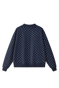 Unisex Fall Cozy Fleece Polka Dot Mockneck Sweatshirt