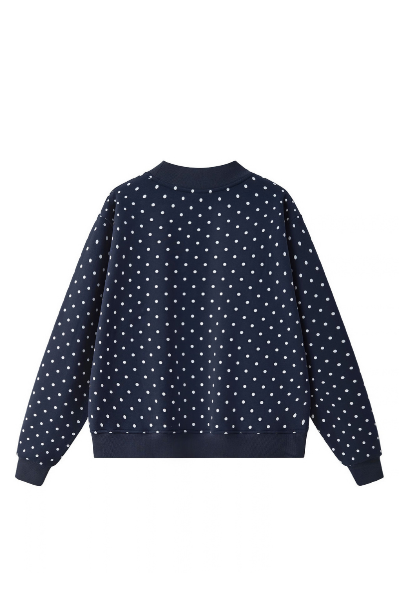 Unisex Fall Cozy Fleece Polka Dot Mockneck Sweatshirt