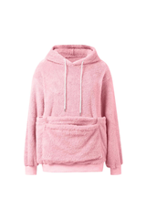 Women's Plush Long-Sleeve Drawstring Hoodie with Pet Pouch