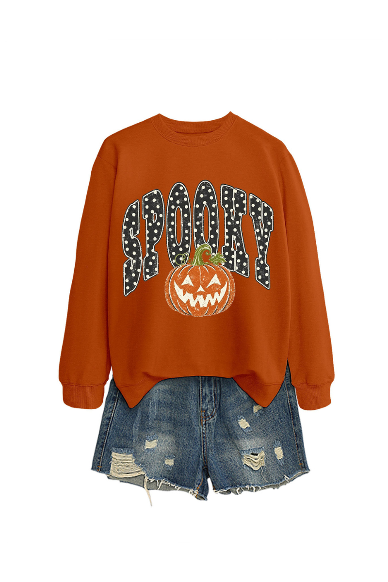 Women's Fall Pumpkin Polka Dot Halloween Multi‑Color Pullover