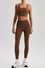 Women's Bare Feel  Cross Back Bra & High Waist Leggings Set