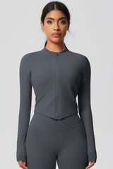 Women's round neck front zipper sports jacket