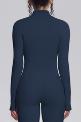 Women's Stand Collar Full Zip Slim Fit Workout Yoga Jacket