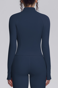 Women's Stand Collar Full Zip Slim Fit Workout Yoga Jacket
