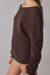 Women's Fall Crew Neck Striped Thin Lazy Knit Sweater
