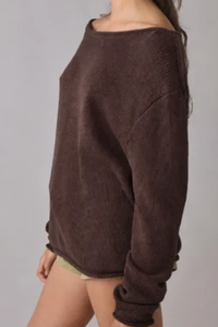 Women's Fall Crew Neck Striped Thin Lazy Knit Sweater