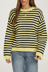 Women's Fall/Winter Knit Striped Knit Color Block Sweater