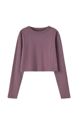 Women's 100% Cotton Washed Cropped Patchwork Cut Sweatshirt