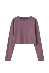 Women's 100% Cotton Washed Cropped Patchwork Cut Sweatshirt