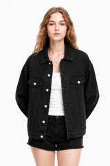 Women's Fall 100% Cotton Oversized Washed Denim Jacket