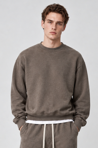 Men's Fall Minimal Relaxed Drop ShoulderCrew Neck Sweatshirt