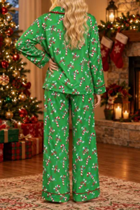 Women's Candy Cane Long Sleeves Christmas Pajama Set
