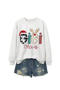 Christmas Print Crew Neck Loose Pullover Sweatshirt