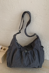 Women's Mini Check Bow Decor Adjustable Strap Crossbody Bag