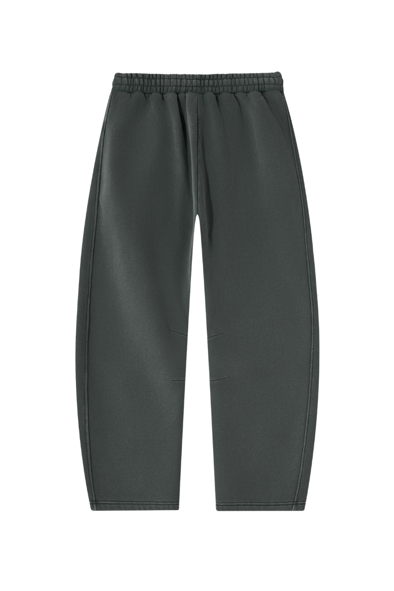 Unisex Fall Fleece Elastic Waist Curved Wide Leg Sweatpants