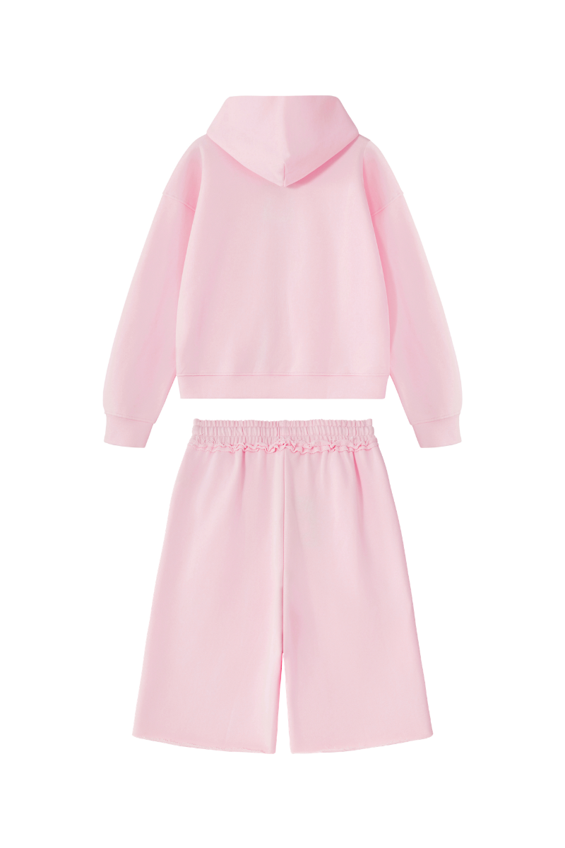 Men's 100% Cotton Loungewear Sets:Hooded Jacket &Mid Shorts